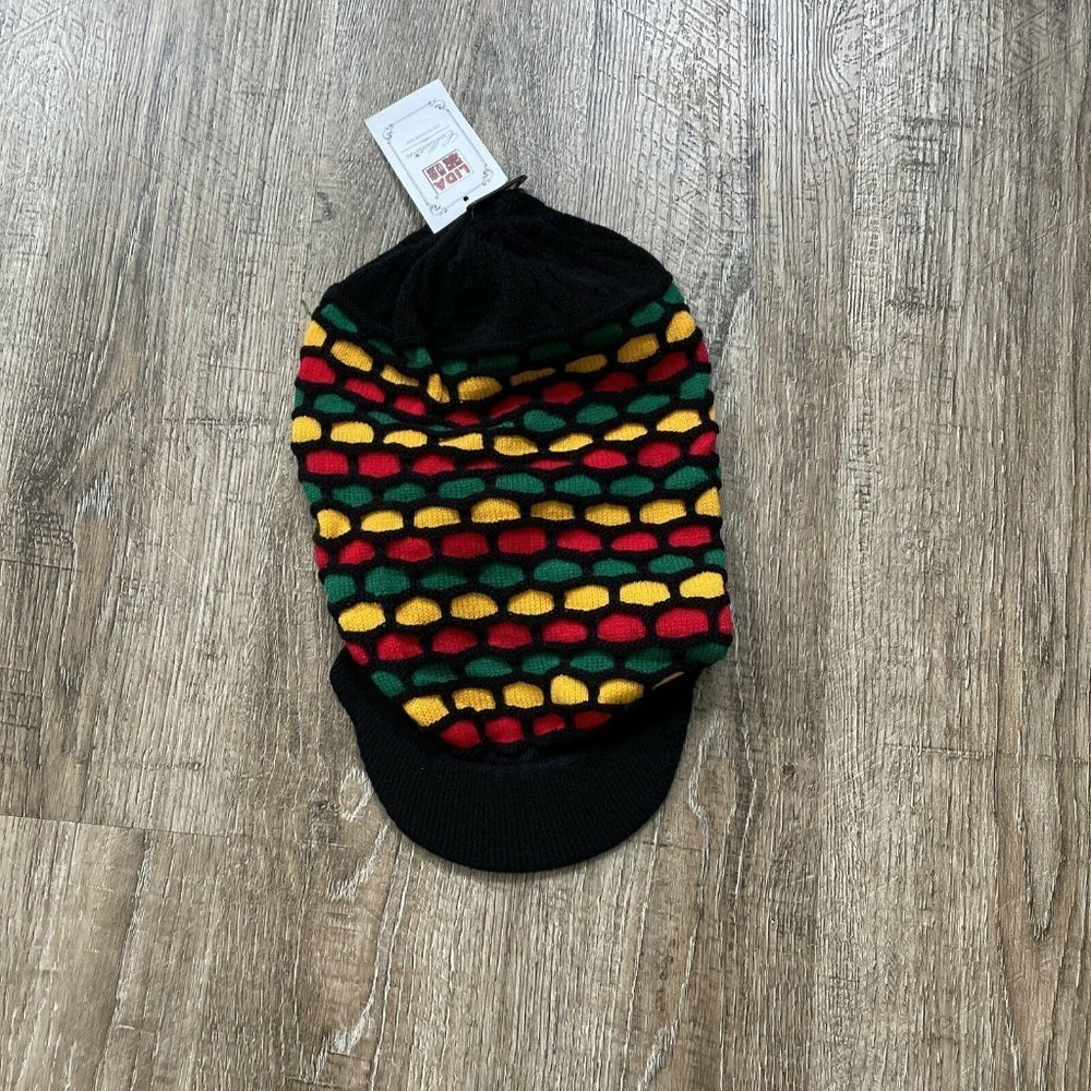Lida Mens Womens Rasta Long Visor Cap - Picture 2 of 3